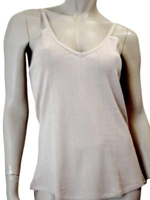 'Marjolaine' Caraco en maille, soie & coton, Beige, 'Acquise'