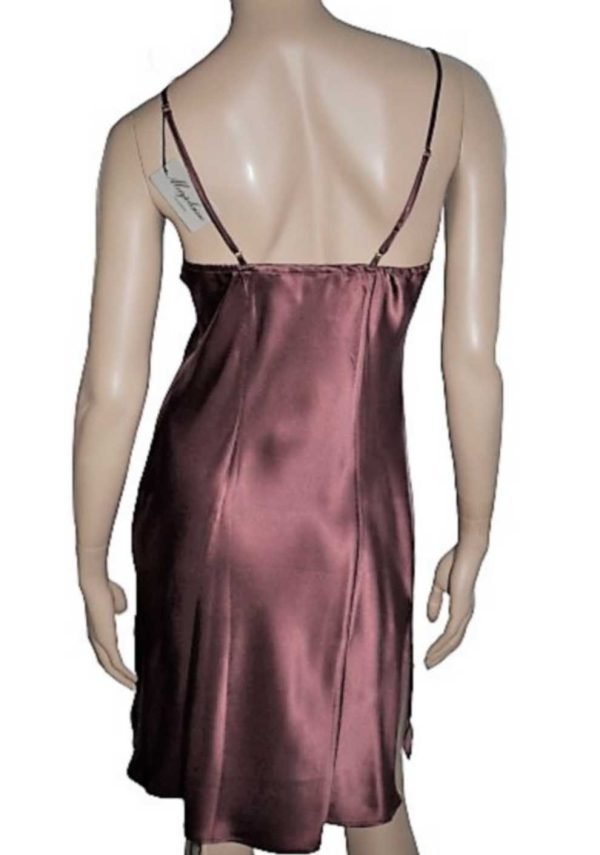 'Marjolaine' Combinette 100% soie, bordeaux Cuir, 'Soie Unie' - Image 2