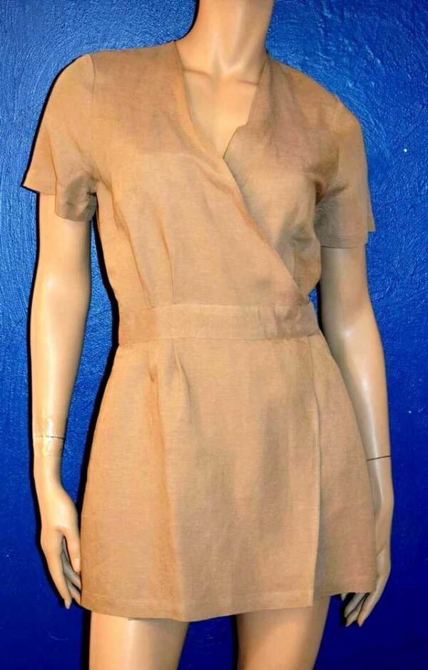 'Marjolaine' Robe Courte en lin & Viscose, Bronze, 'Gina' - Image 2