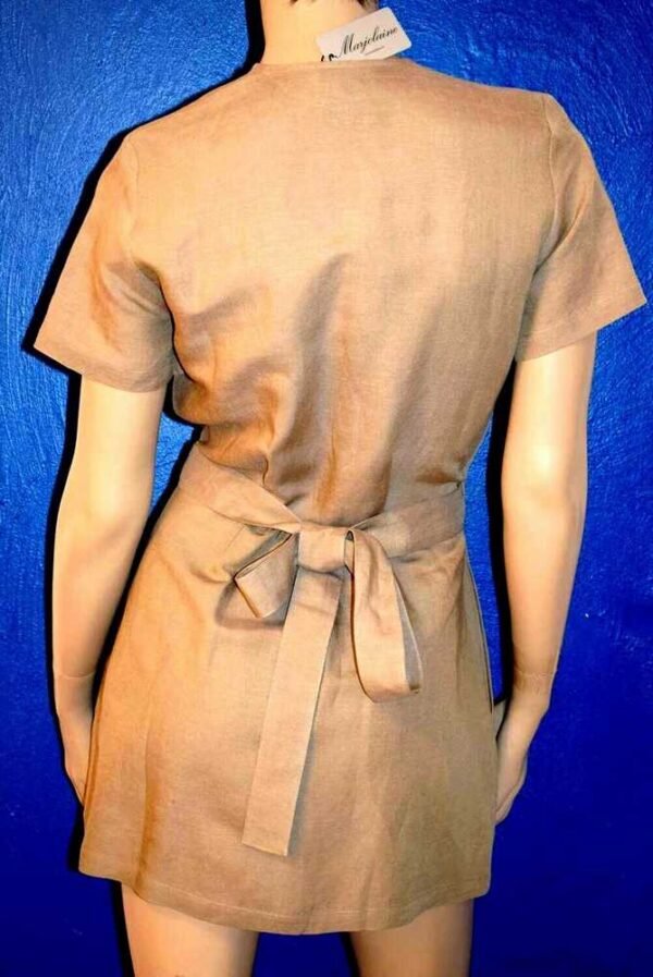'Marjolaine' Robe Courte en lin & Viscose, Bronze, 'Gina' - Image 3
