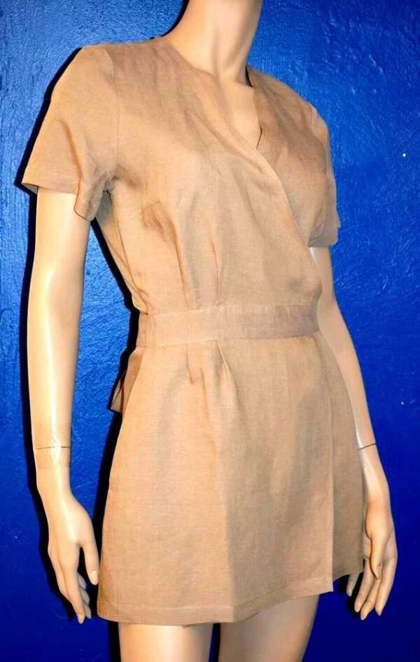 'Marjolaine' Robe Courte en lin & Viscose, Bronze, 'Gina'
