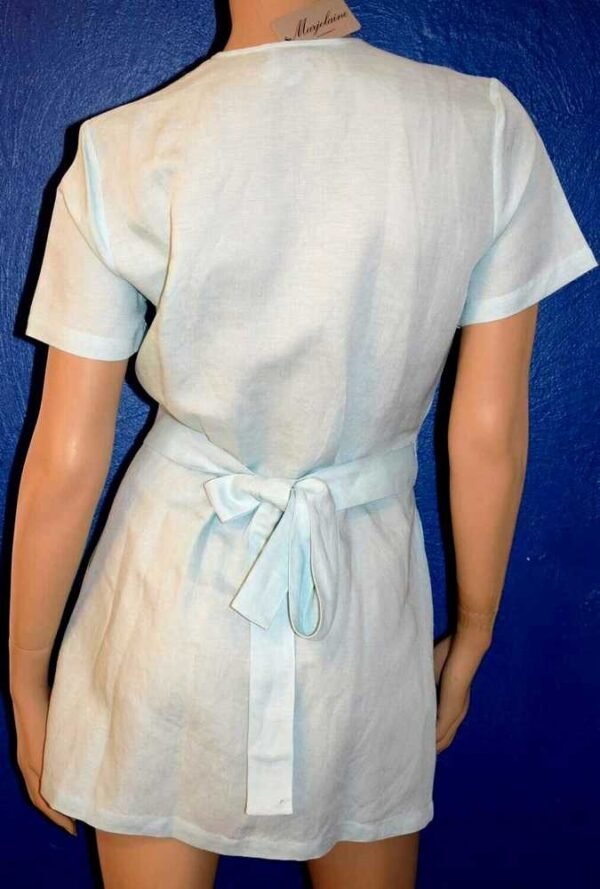 'Marjolaine' Robe Courte en lin & Viscose, Bleu, 'Gina' - Image 2