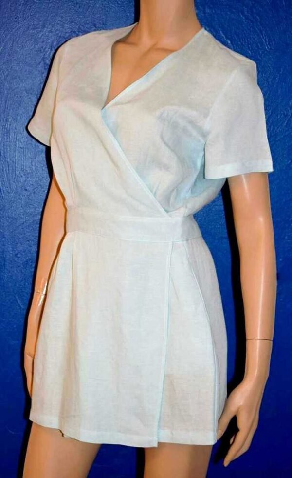 'Marjolaine' Robe Courte en lin & Viscose, Bleu, 'Gina'