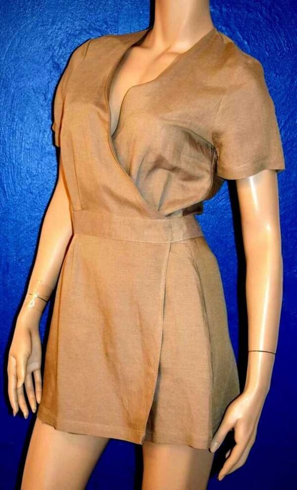 'Marjolaine' Robe Courte en lin & Viscose, Bronze, 'Gina' - Image 5