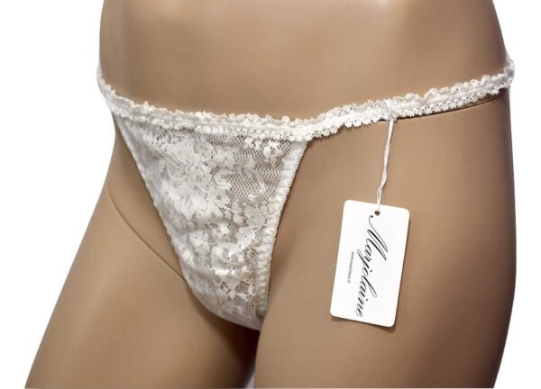 'Marjolaine' String en dentelle de nylon & coton, Naturel, 'Ivresse' – Image 3