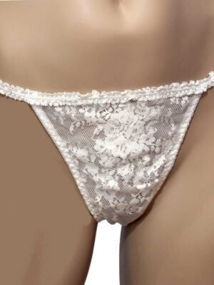'Marjolaine' String en dentelle de nylon & coton, Naturel, 'Ivresse'