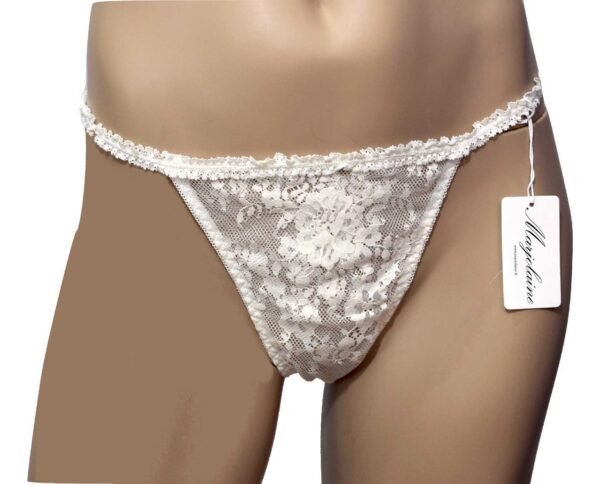 'Marjolaine' String en dentelle de nylon & coton, Naturel, 'Ivresse'