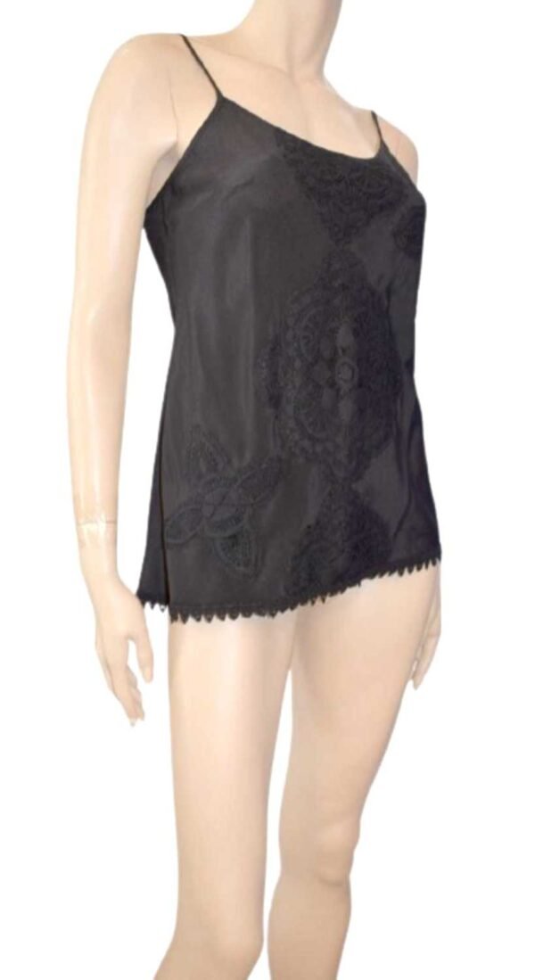 'Marjolaine' Caraco 100% soie & broderies, Noir, '202003' - Image 6