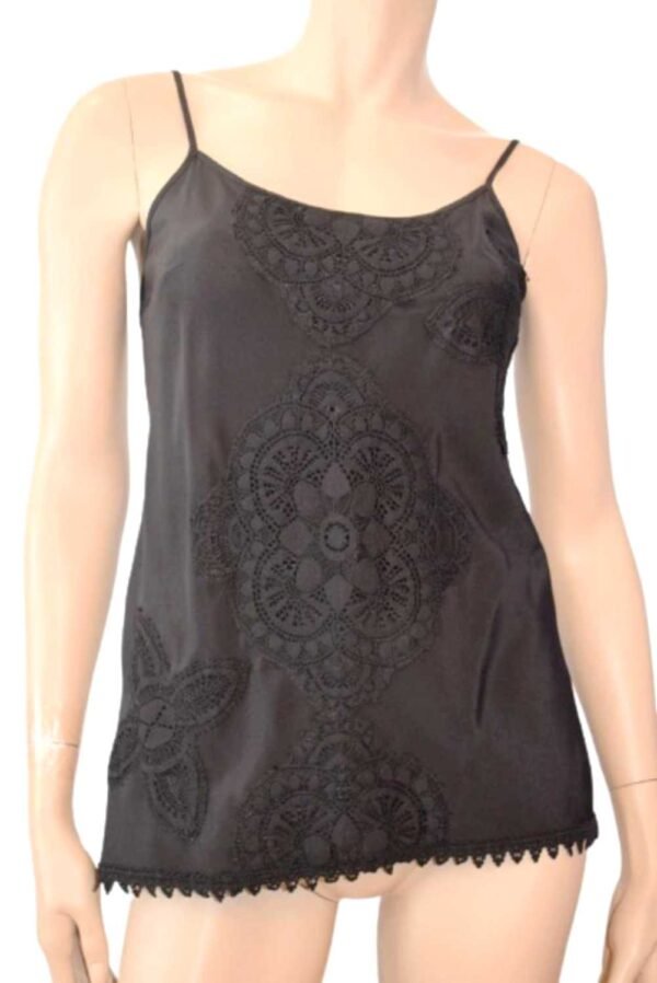 'Marjolaine' Caraco 100% soie & broderies, Noir, '202003'