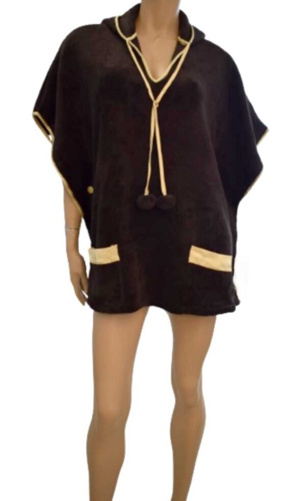 'Marjolaine' Cape + capuche, polyester polaire, Noir, 'Ours' - Image 7