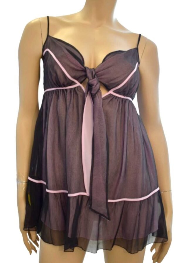'Marjolaine' Nuisette 100% soie, Noir & rose, 'Danae' - Image 3
