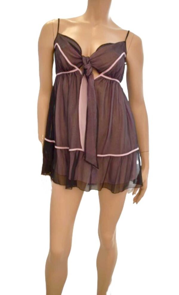 'Marjolaine' Nuisette 100% soie, Noir & rose, 'Danae' - Image 8