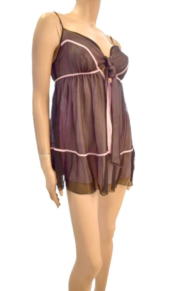 'Marjolaine' Nuisette 100% soie, Noir & rose, 'Danae' - Image 9