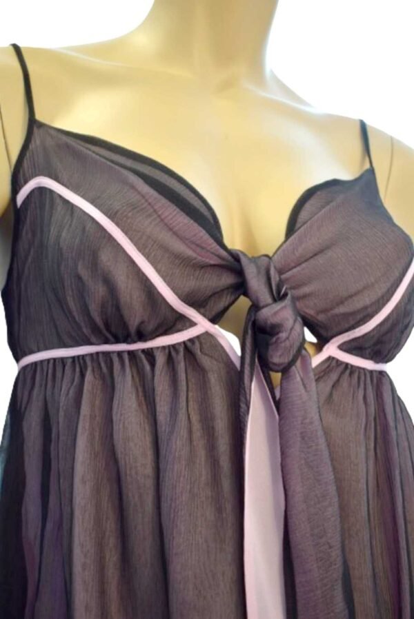'Marjolaine' Nuisette 100% soie, Noir & rose, 'Danae' - Image 6