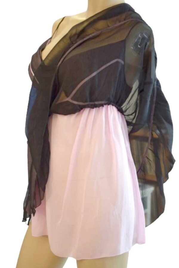 'Marjolaine' Nuisette 100% soie, Noir & rose, 'Danae' - Image 7