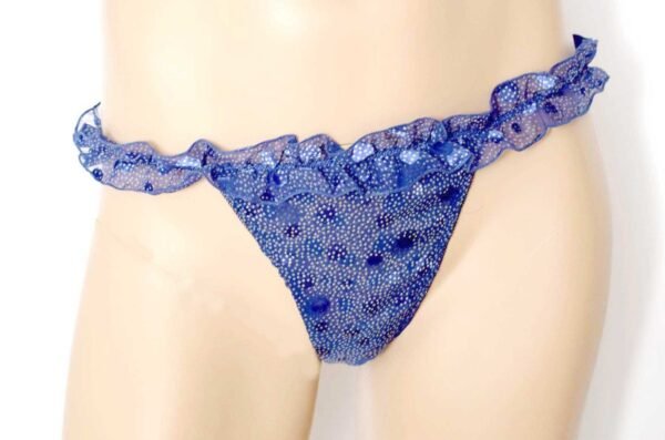 'Marjolaine' String, 80% soie, Bleu imprimé, 'Rita' - Image 2