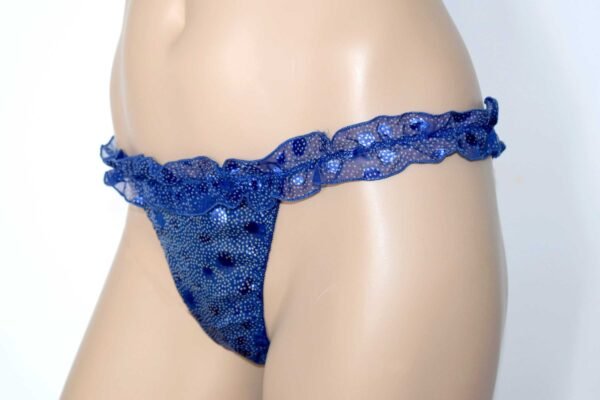 'Marjolaine' String, 80% soie, Bleu imprimé, 'Rita' - Image 3