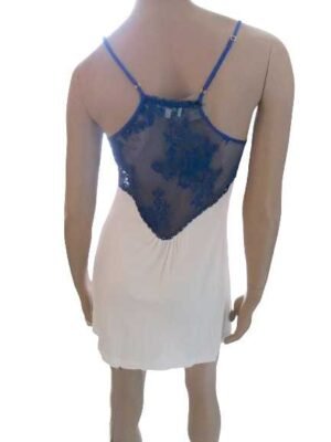 'Marjolaine' Combinette,Viscose, Naturel &Bleu,'Solitude'