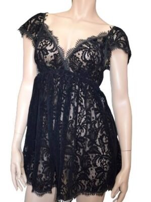 'Marjolaine' Nuisette en dentelle, 100% nylon, Noir, 'Faustine'