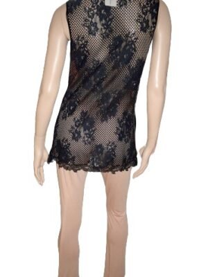 'Marjolaine' Pyjama 2 p. en Viscose - Beige & Noir, 'Avantage'